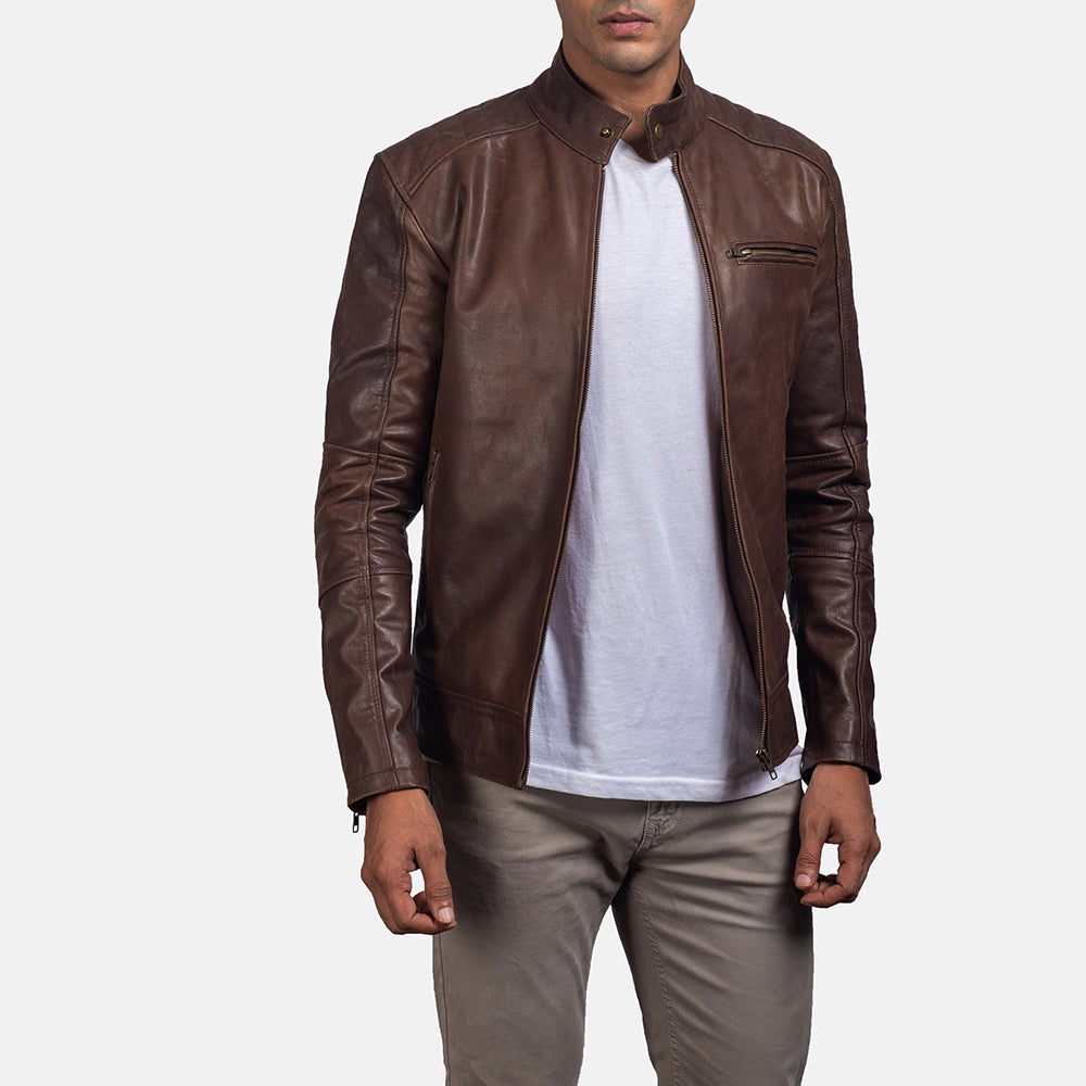 Dean Leather Biker Jacket - Brown