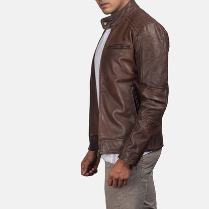 Dean Leather Biker Jacket - Brown