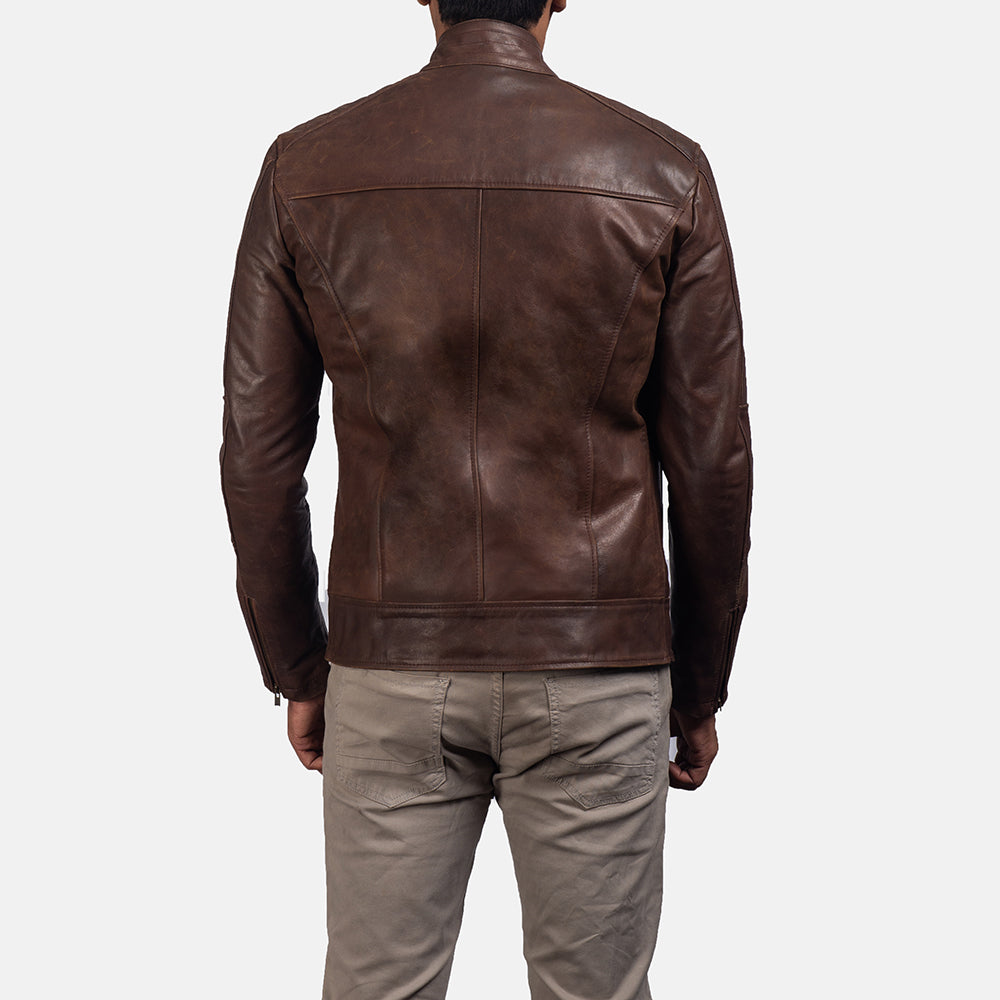 Dean Leather Biker Jacket - Brown