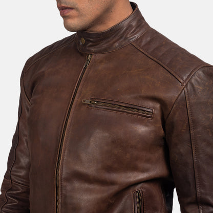 Dean Leather Biker Jacket - Brown