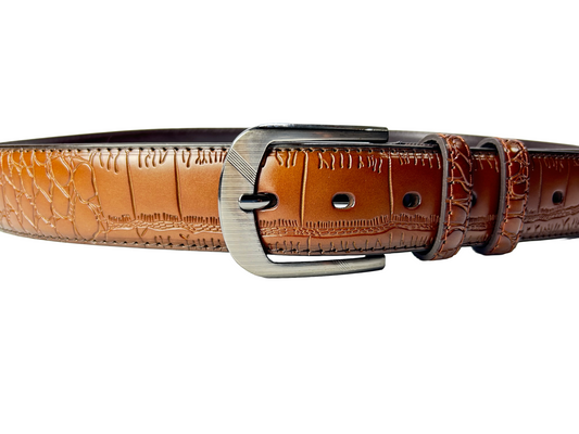 Crocodile Textured Leather Belt