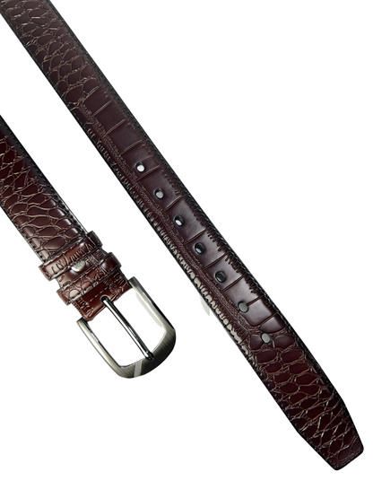 Crocodile Textured Leather Belt