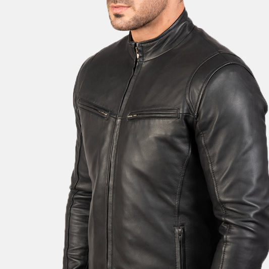 Ionic Leather Biker Jacket - Black